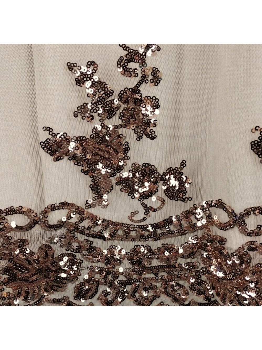 About A Girl Cream Tan Tulle Metallic Sequin Overlay Spaghetti Strap Tank Top - Picture 5 of 16